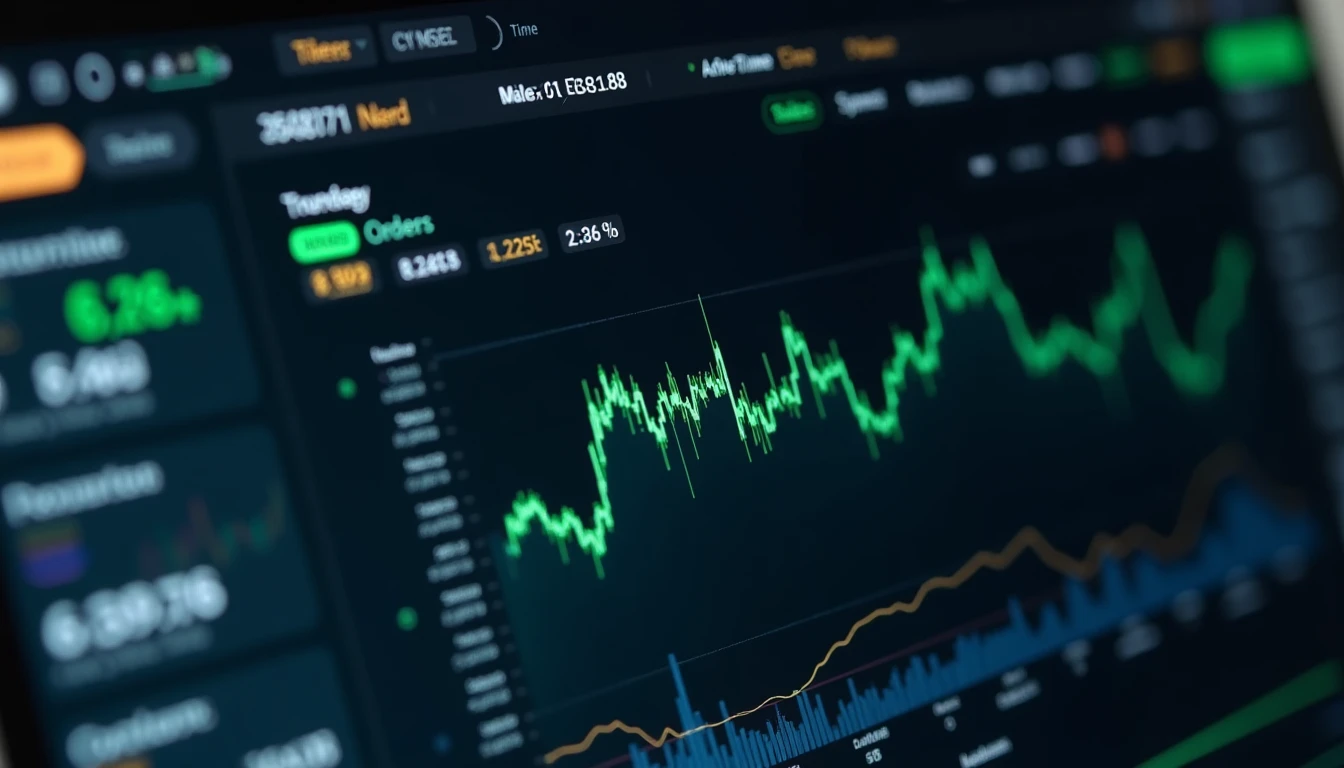 Automated trading dashboard real-time data cryptocurrency bitcoin detailed interface showing wallet balance active orders trade history and performance metrics graph with green positive trend line